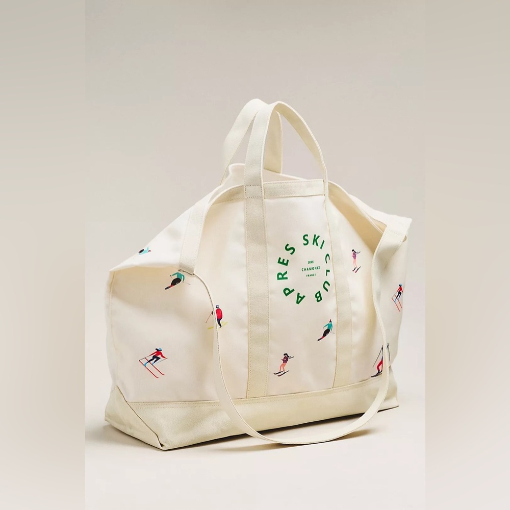 Anthropologie Oversized Slouchy Printed Apres Ski Club Canvas Tote